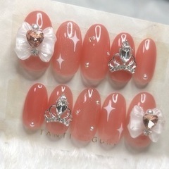 【現品のみ】ネイルチップ オレンジ系ネイル 量産型 姫系
