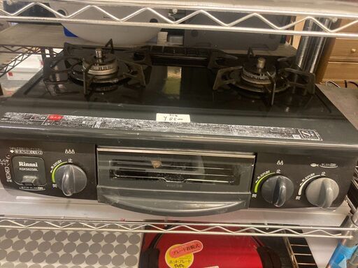 ☆中古￥7800！Rinnai　2口ガスコンロ　家電　2014年製　RT31NHS-L型　都市ガス用　【BE045】