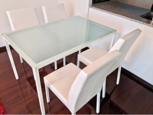 エア・リゾーム　インテリア　ガラステーブルダイニング5点セット
