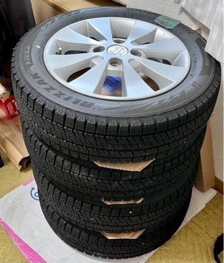 VRX2【2021年製】155/65R14スタッドレスタイヤ8〜9部山&スズキ純正アルミホイール