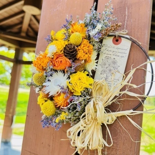 完売　母の日まで価格　水やりなしでずっと飾れる初夏、夏、その先紅葉の季節にも、なリース