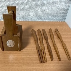 お茶請け容器　菓子入れ　菓子器　木製　楊枝　
昭和レトロの画像