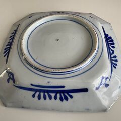 明治ー大正ー昭和初期　染付印判角大皿　珍しい角皿(八角）古伊万里・有田の画像