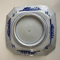 明治ー大正ー昭和初期　染付印判角大皿　珍しい角皿(八角）古伊万里・有田の画像