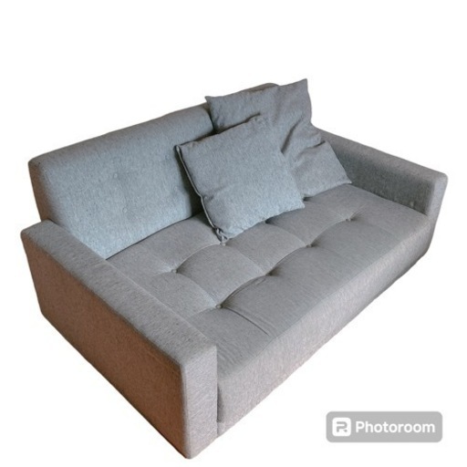 《取引完了》定価約7万円　家具 ソファ 2人掛けソファ　グレー　ファブリック　クッション付き