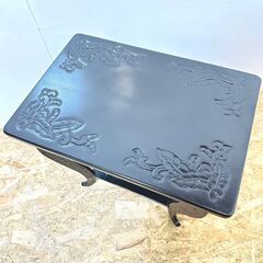 軽井沢彫？ 花台 黒檀 ロココ調 猫脚 2段 /SL2の画像