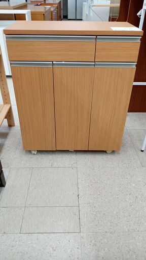 ★ジモティ割あり★  食器棚　ダストボックス付き ナチュラル H85×D35.5×W70.5 クリーニング済み TJ5794