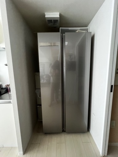 【お値下げ中】大型冷蔵庫(マット付き)AQUA AQR-SBS45J(S)