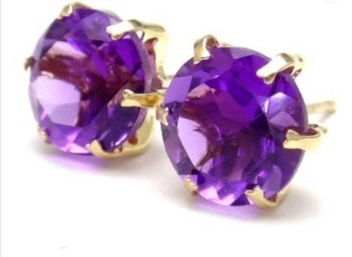 定価48,000円深く鮮やかなヴァイオレット！！アメジスト 7mmスタッドピアス K10YG大粒