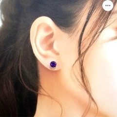 定価48,000円深く鮮やかなヴァイオレット！！アメジスト 7mmスタッドピアス K10YG大粒の画像