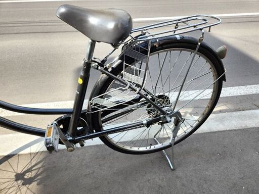 27インチ 6段変速 自転車 FUERTE ママチャリ ブラック カゴ 鍵付き