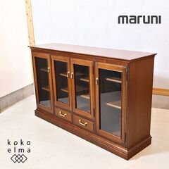 人気のmaruni(マルニ)の地中海シリーズの4面サイドボードです！！クラシックなデザインが印象的なアンティーク調のリビングボードはキッチンのカップボードなどにもおススメのキャビネットです♪