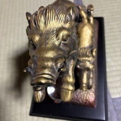 【商談中】イノシシ 置物 水晶  金属製？ うりぼう 親子の画像
