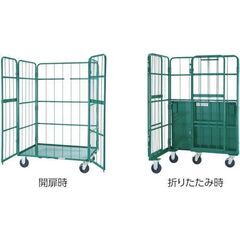 ≪yt1296ジ≫『複数在庫』【未使用】トラスコ中山 カゴ車 ハイテナー THT-5CK 観音扉付 1100x800x1700 旋回仕様 スチール製カゴ台車 60505-11の画像