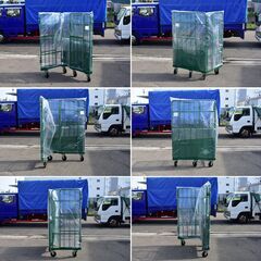 ≪yt1296ジ≫『複数在庫』【未使用】トラスコ中山 カゴ車 ハイテナー THT-5CK 観音扉付 1100x800x1700 旋回仕様 スチール製カゴ台車 60505-11の画像