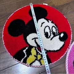 ミッキーマウス ミニーマウス ペア 円形マット 当時物 貴重 ヴィンテージインテリア マット レア レトロ
の画像