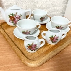 ミニチュア　食器　陶器　ドールハウス　 ティーセット ティーポッ...