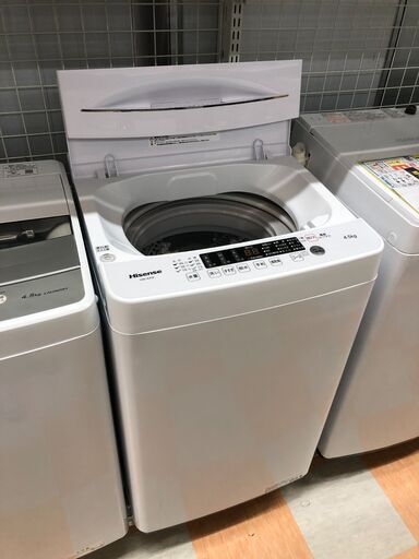 洗濯機 4.5kg ハイセンス HW-K45E 2023年製 W(幅)54×D(奥行き)54×H(高さ)88cm ※クリーニング済み