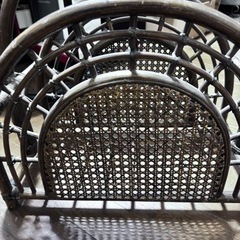 10月末まで！籐 ラタン ダークブラウン マガジンラック 本立て　の画像