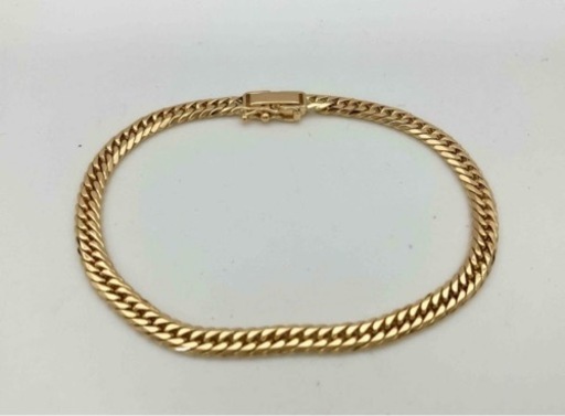 服/ファッション アクセサリー K18／18cm／10.4g／6面ダブル喜平ブレスレット／造幣局刻印有り