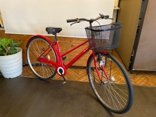 シングルギア　27インチ自転車　レッド