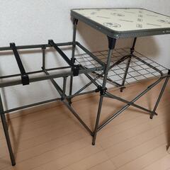 キャンプ Coleman コールマン　キッチンテーブル 2バーナーガスコンロ パイピングタープ 食器セット 折りたたみローテーブル マルチスタンドの画像