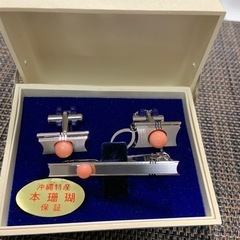 本珊瑚のネクタイピン&カフスボタン