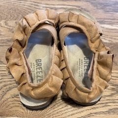 ＊BREEZE＊女の子用サンダル＊フリル＊ブラウン＊16cm＊ブリーズ＊の画像