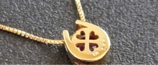 K18 YG ホースシュー ルビー ネックレス ベネチアンチェーン 馬蹄 ペンダント 7月 誕生石 ソーティング付き