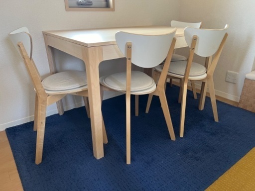 【引き渡し終了】IKEA ダイニングテーブル　伸縮　＋椅子4脚　5/23まで