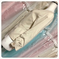 ꒰theory꒱日本製  ノーカラー ジャケット 無地 長袖 アイボリーの画像