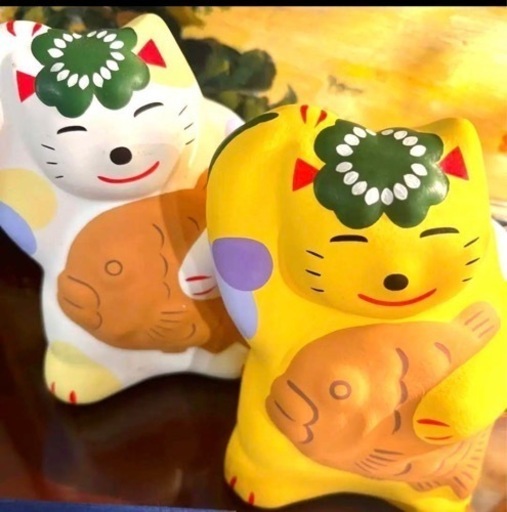 黄金 鯛猫 2匹  湯布院 輪葉葉工房 希少！当選品 箸置きおまけ付き