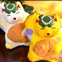 黄金 鯛猫 2匹 湯布院 輪葉葉工房 希少！当選品 箸置きおまけ付き