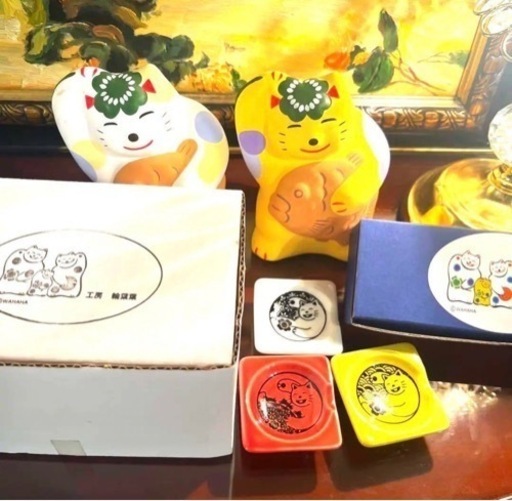 黄金 鯛猫 2匹  湯布院 輪葉葉工房 希少！当選品 箸置きおまけ付き
