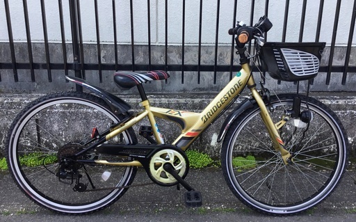 ＜整備済＞ブリヂストン・24インチジュニア自転車・LEDライト・ゴールド・シマノ外装6段変速・お掃除済みでピカピカです