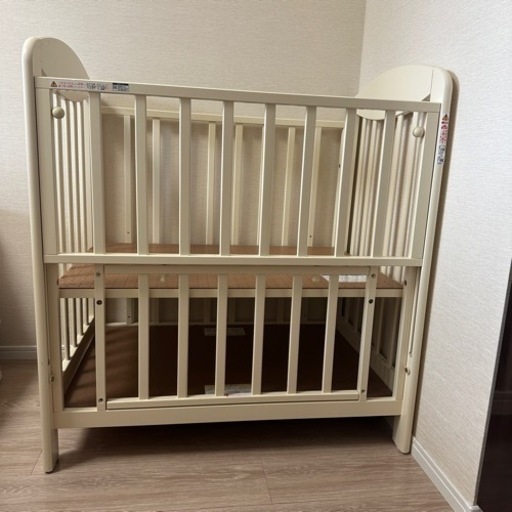 美品★KATOJI ミニベビーベッド　プチバニラ　3段調整可能　収納付き　