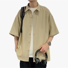  【新品未使用】メンズゆるシャツ 夏服 半袖 オーバーサイズシャ...