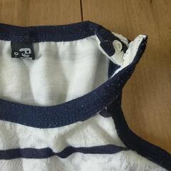 130cm&80cm♡姉妹リンクコーデ ボーダー柄 ノースリーブワンピース ネックレス付きの画像