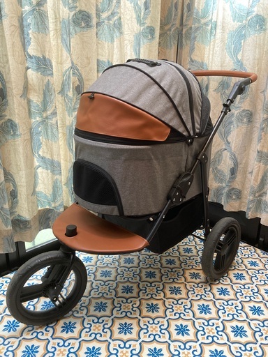 ペットカート　美品　中型犬　多頭　分離式　コット内広め　3輪大径タイヤ　耐荷重50Kg　折りたたみ