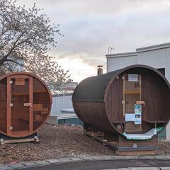 バレルサウナを札幌市西区西野で展示中！