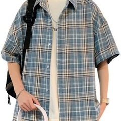 【新品未使用】チェックシャツ メンズ 夏服 半袖 オーバーサイズ...