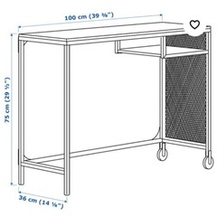 IKEAデスク, 机, ブラック, 100x36cmの画像