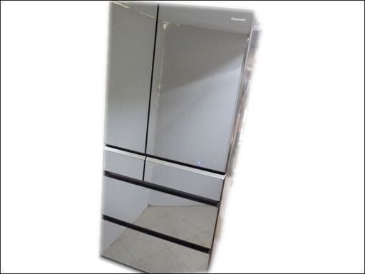 動作品 Panasonic/パナソニック◆パーシャル搭載冷蔵庫/NR-F681WPV◆665L エコナビ ナノイー フレンチドア 6ドア 鏡面仕様 オブシディアンミラー 2015年製/2514