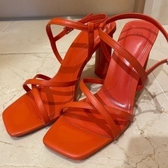 ZARA サンダル ヒール オレンジ