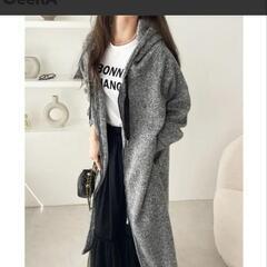 グレー  裏起毛  ロングパーカーの画像