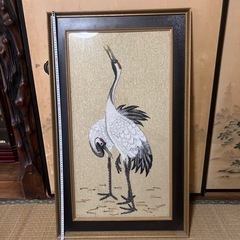 刺繍 アート 鶴  　家具 インテリア雑貨/小物 置物、オブジェ