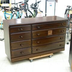 チェスト　4段8引き出し木製　リユース品