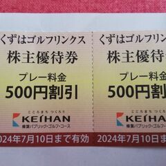 京阪　株主優待くずはゴルフリンクス500円割引券2枚※バラ売りも...