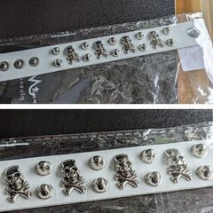レザー調/パンクロック☆スタッズスカルバングル（新品）の画像
