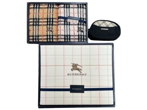 NO.1422 【タオル・シーツ未使用】BURBERRY バーバリー 西川産業 ソフトコットンシーツ ベージュ フェースタオル ポーチ